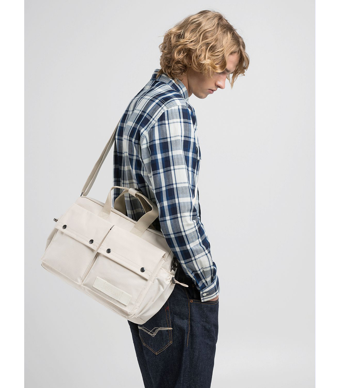 インディゴチェックシャツ 詳細画像 ネイビーアイボリー 4